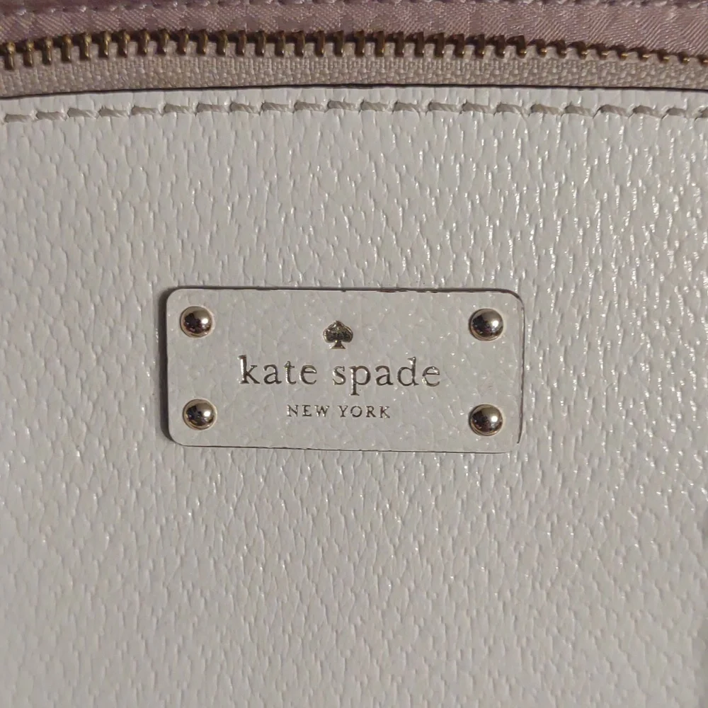 Kate Spade 100% Cow Leather Grove Street Carli Pink Cream White Satchel Handbag